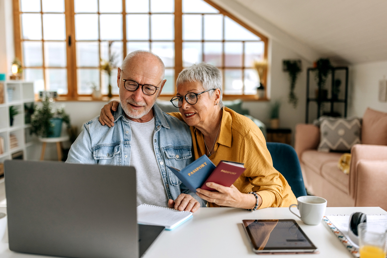 Senior couple planning a trip